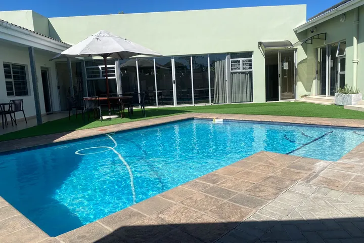 Swimming pool and courtyard at Fusion House in East London