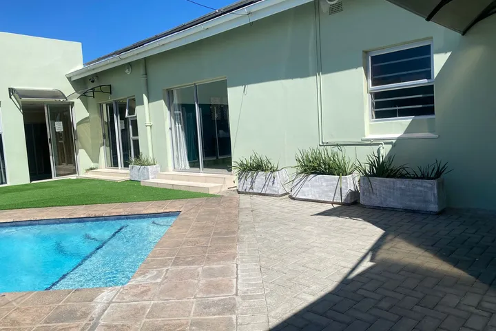 Swimming pool and courtyard at Fusion House in East London